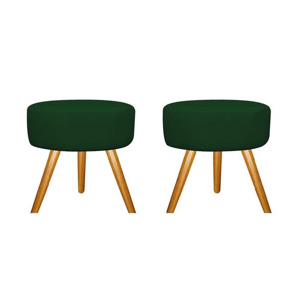 Imagem de Kit 02 Puffs Sofia Palito Mel Suede Verde - ADJ Decor