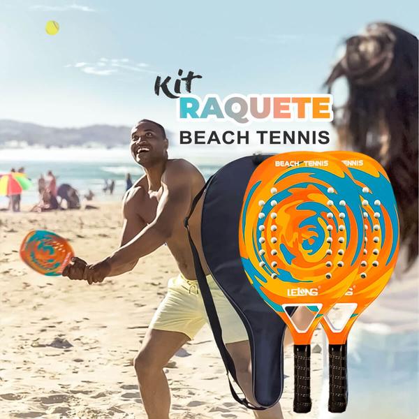 Imagem de Kit 02 Raquete Beach Tennis De Praia Profissional Fibra de Carbono Com 02 Bolsa De Transporte