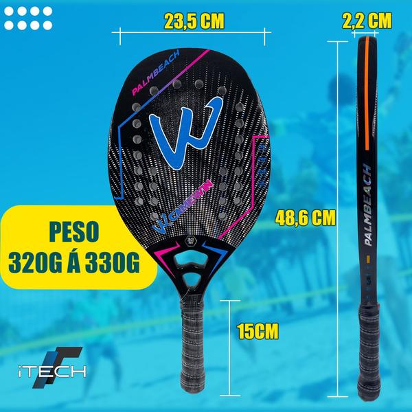 Imagem de Kit 02 Raquetes Beach Tennis 100% Carbono 3k Profissional