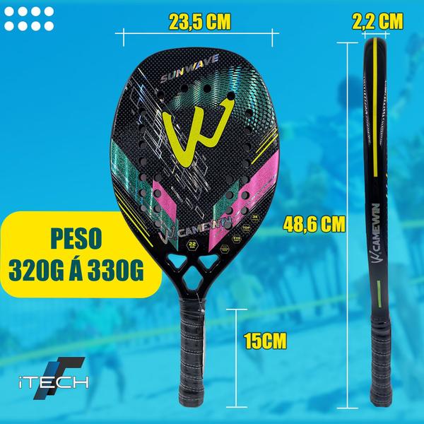 Imagem de Kit 02 Raquetes Beach Tennis 100% Carbono 3k Profissional