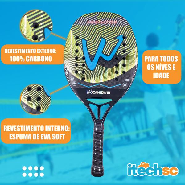 Imagem de Kit 02 Raquetes Beach Tennis Carbono 12K Profissional + Capa