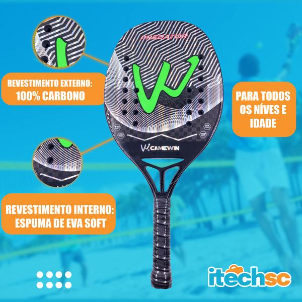 Imagem de Kit 02 Raquetes Beach Tennis Carbono 12K Profissional + Capa