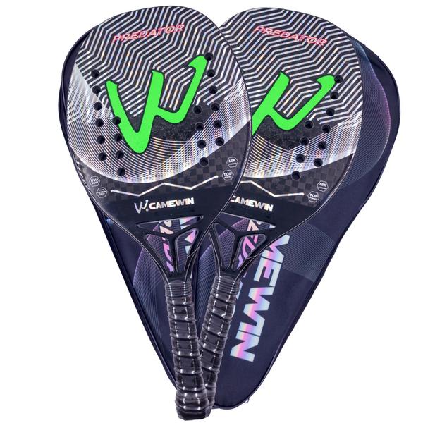 Imagem de Kit 02 Raquetes Beach Tennis Carbono 12K Profissional + Capa