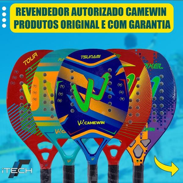 Imagem de Kit 02 Raquetes Beach Tennis Fibra Carbono Tratamento + 6 Bolas