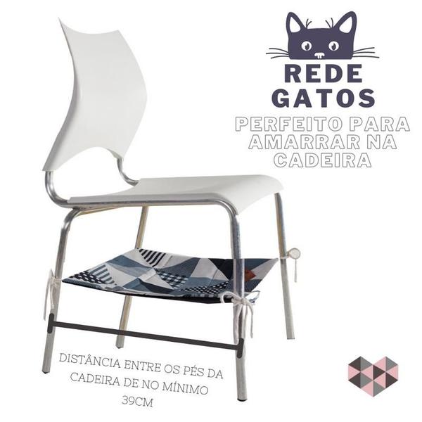 Imagem de Kit 02 Redes  Para Gatos de Amarrar na Cadeira Triangulos Azul