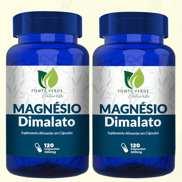 Imagem de KIT 02 Suplemento de Magnésio Dimalato 500MG 120 Capsulas Fonte Verde