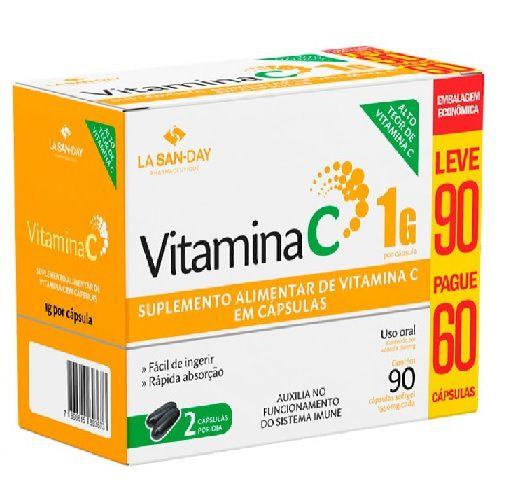 Imagem de Kit 02 Suplemento Vitamina C 1G Com 90Cps - La San Day