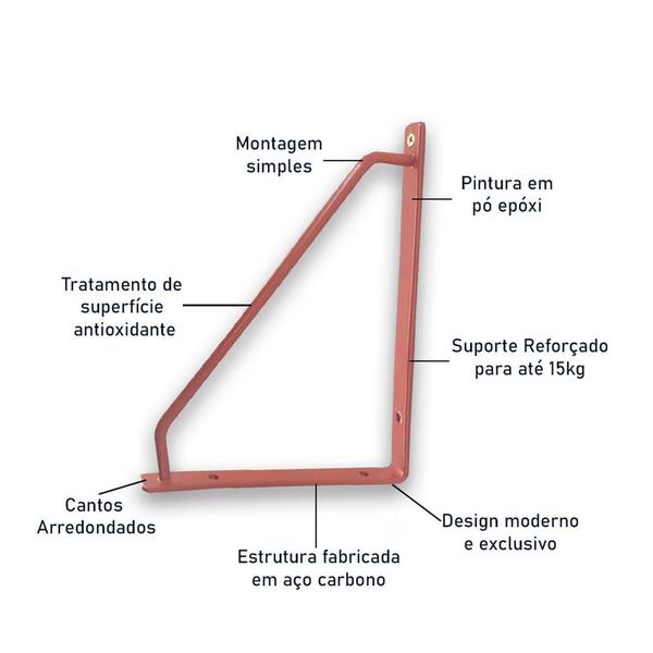 Imagem de Kit 02 Suporte Munique para Prateleira 15mm  - Cobre