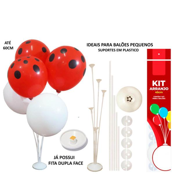Imagem de Kit 02 Suportes 10 Balões/bexiga Centro Mesa Vareta Arranjo Decoração 45cm