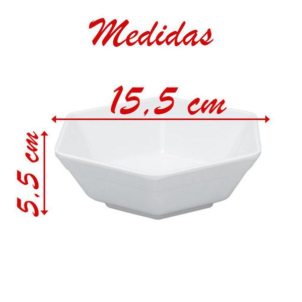 Imagem de Kit 02 Tigelas Melamina Hexagonal Branca 430Ml