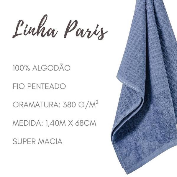 Imagem de Kit 02 Toalhas de Banho 100% Algodao Hipoalergenica Super Macia Paris  Azul Jeans