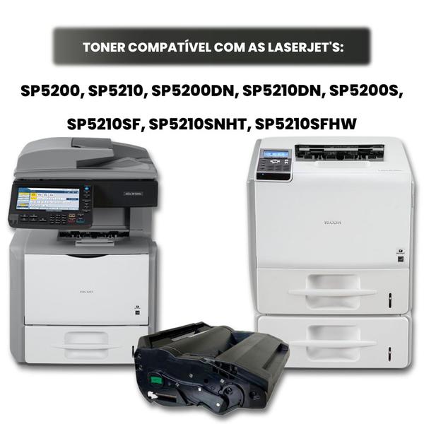 Imagem de Kit 02 Toner SP5210 compatível para impressora Ricoh SP5210DN 25k