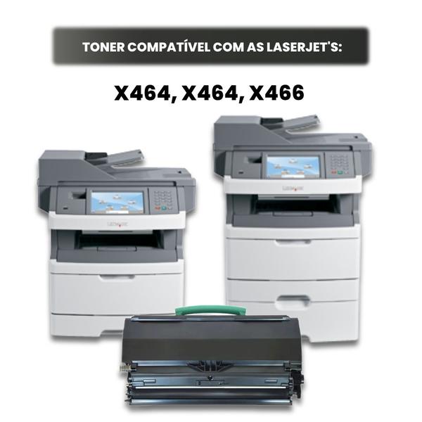 Imagem de kit 02 toner X464 X463X11 compatível para impressora lexmark X466DE 3.5K