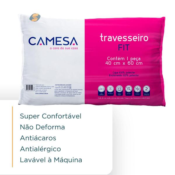 Imagem de Kit 02 Travesseiro Camesa Fit Simples - 40x60cm Antialérgico