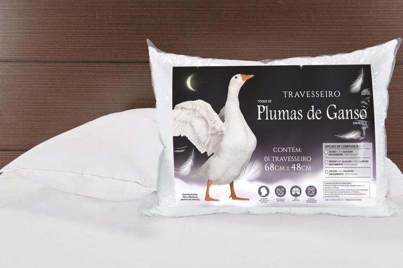 Imagem de Kit 02 Travesseiros 100% Pluma de Ganso Sintético Super Macio Melhor Travesseiro Para Dormir