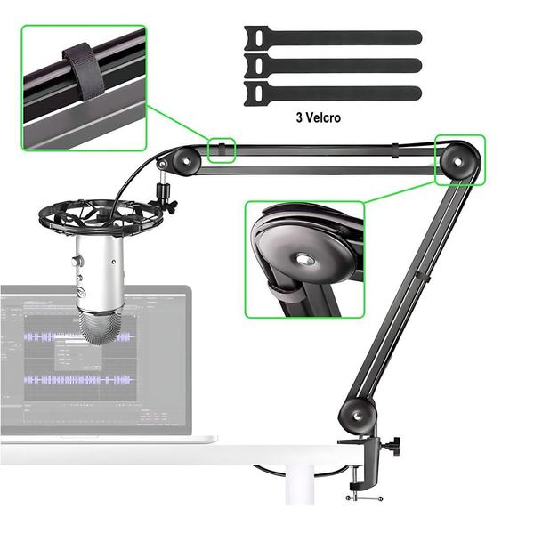 Imagem de Kit 02 Un Suporte Articulado De Mesa P/ Microfone Base Fixa