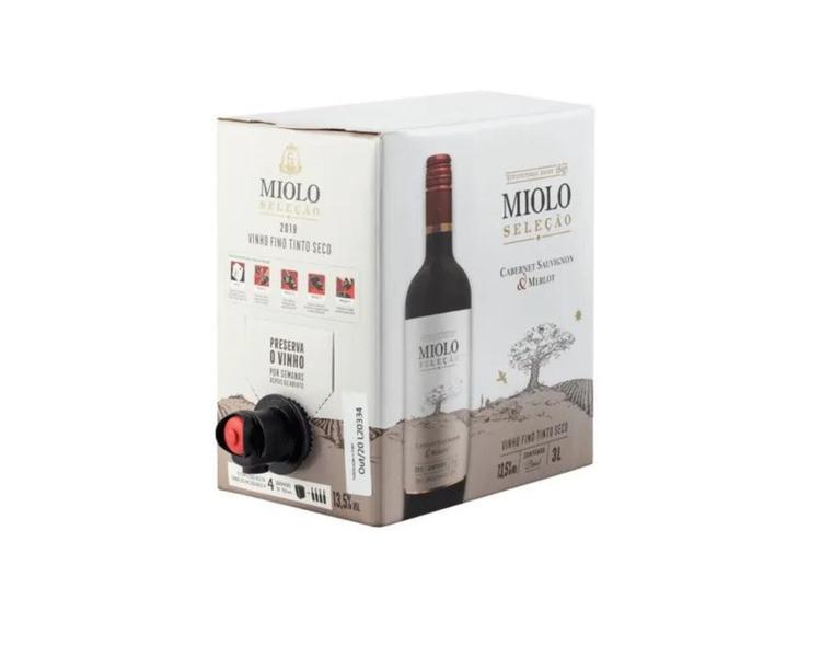 Imagem de Kit 02 Un Vinho Tinto Miolo Seleção Cabernet&merlot Bag 3l