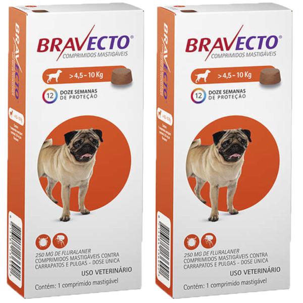 Imagem de Kit 02 Unidades Antipulga e Carrapato Bravecto Cães 4,5 A 10kg 