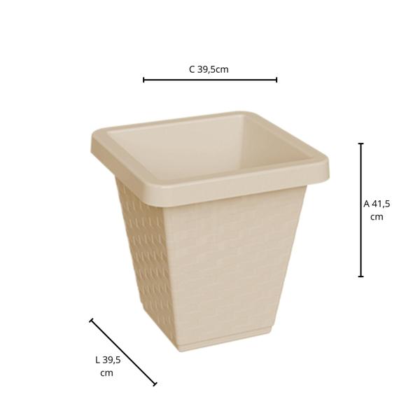 Imagem de Kit 02 Vasos Rattan Quadrado 41 Litros Vaso Reforçado Para Flores Jardim Decoração