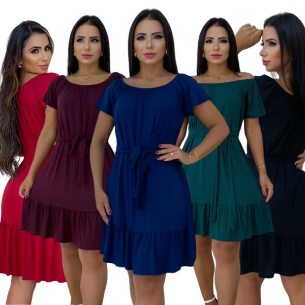 Kit 02 Vestido Ciganinha Feminino Ombro a Ombro Médio Laço Removível Elegante Vestido Rodado Moda Casual Verão Tamanho Único 38-46 - EcommerceMNR Imagem de Kit 02 Vestido Ciganinha Feminino Ombro a Ombro Médio Laço Removível Elegante Vestido Rodado Moda Casual Verão Tamanho Único 38-46