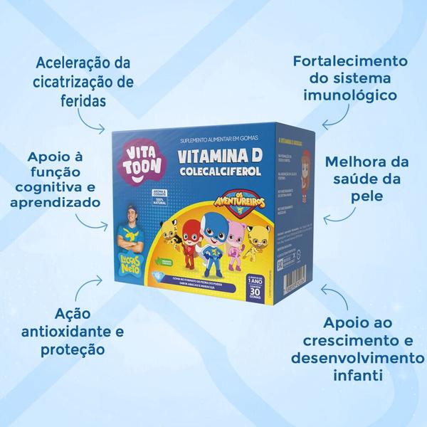 Imagem de Kit 02 VitaToon Luccas Neto Vitamina D Abacaxi Maracujá 30 Gomas Maxinutri