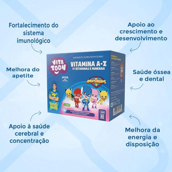 Imagem de Kit 02 VitaToon Polivitamínico A-Z - Sabor Tutti-frutti  30 Gomas Maxinutri