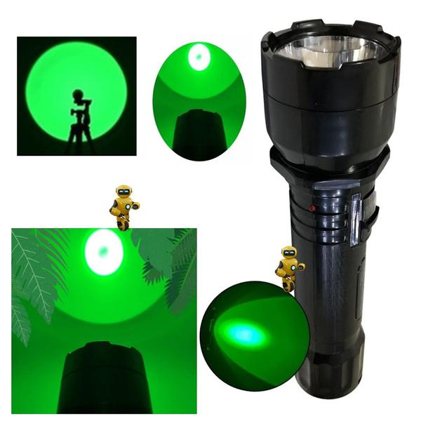 Imagem de Kit 02 X Lanterna Especial Luz Verde Para Pesca Caça Trilha Camping Recarregavel Bivolt