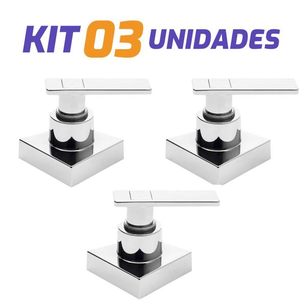 Imagem de Kit 03 Acabamento Registro Quadrado C73 Cromado Padrão Deca