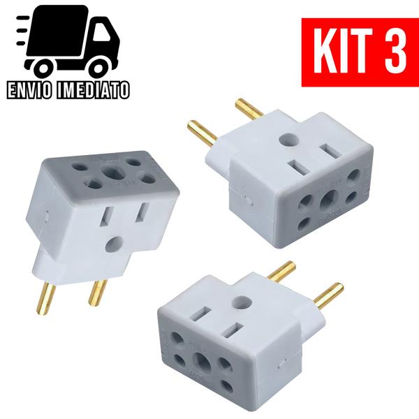 Imagem de Kit 03 Adaptador de Tomada BOB Esponja 10A e 20A