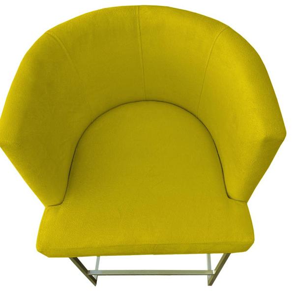 Imagem de Kit 03 Banquetas Toquio Base de Ferro Sued Amarelo - D'Classe Decor