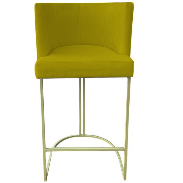 Imagem de Kit 03 Banquetas Toquio Base de Ferro Sued Amarelo - D'Classe Decor