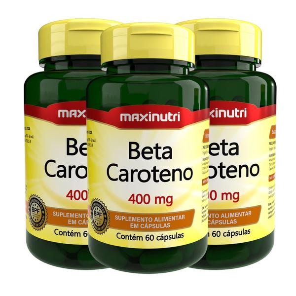 Imagem de Kit 03 Beta Caroteno 400mg 60 Cápsulas Maxinutri