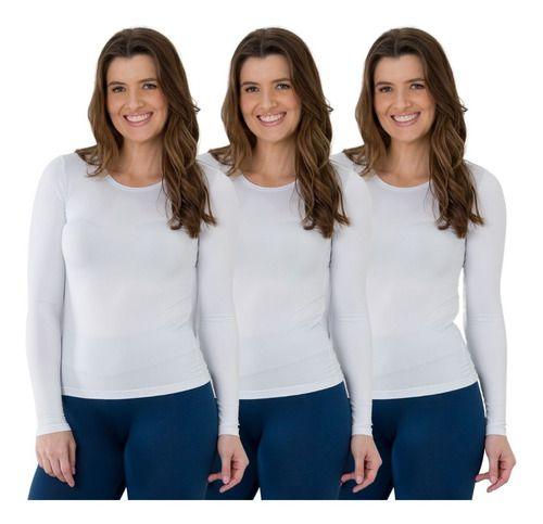 Imagem de Kit 03 Blusas Térmica Peluciada Segunda Pele Feminina Frio