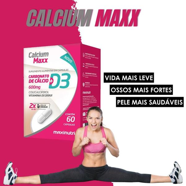 Imagem de Kit 03 Calcium Maxx Calcio D3 600mg com 60 Caps Maxinutri