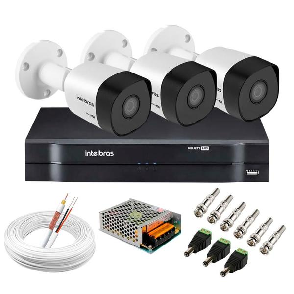 Imagem de Kit 03 Câmeras Intelbras HD 720p VHD 3130 B G6 DVR Stand Alone Multi HD Intelbras MHDX 1104