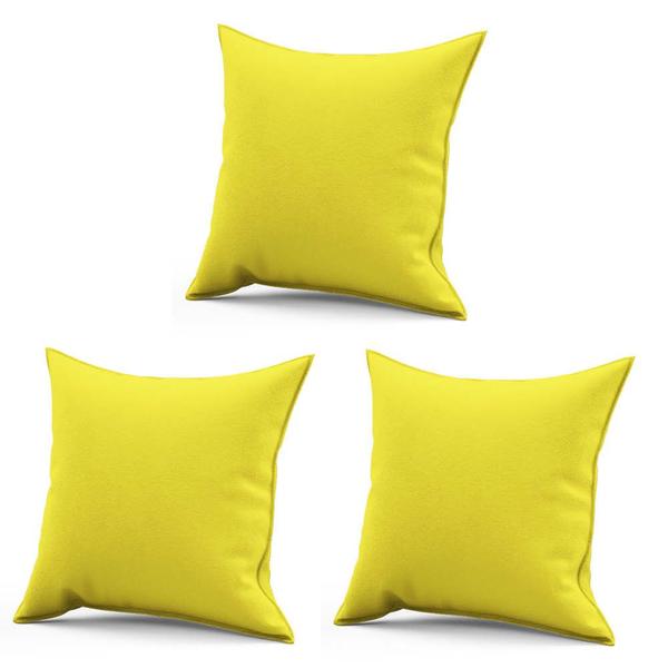 Imagem de Kit 03 Capa de Almofada Decorativa Quadrada Lih 45x45cm Luxo material sintético Amarelo - Ahazzo Móveis