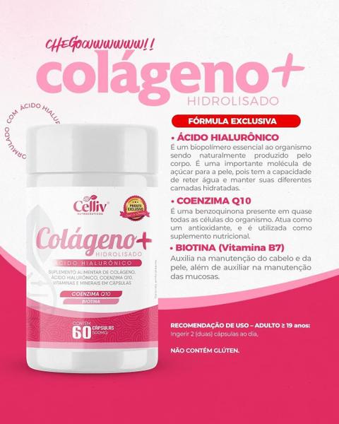 Imagem de Kit 03 Colágeno Hidrolisado + Ácido Hialurônico + Coenzima Q10 + Biotina 60 Cáps 500mg