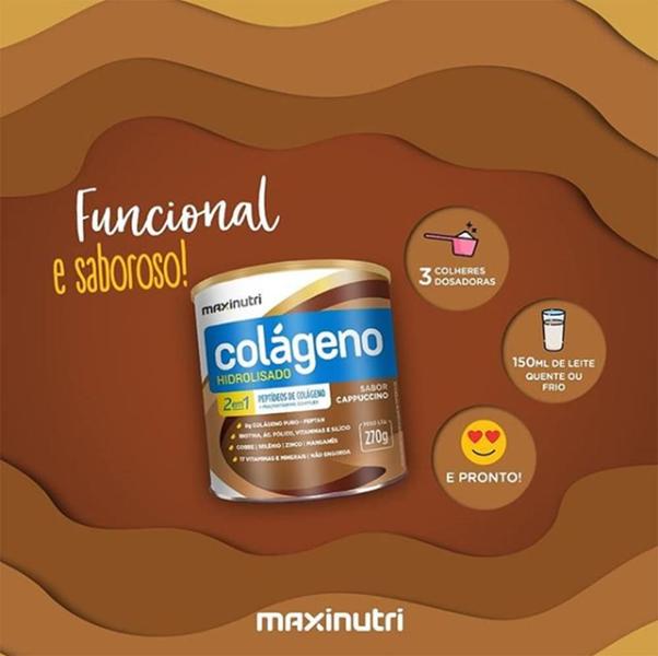 Imagem de Kit 03 Colágeno Hidrolisado Cappuccino Lata 250g Maxinutri