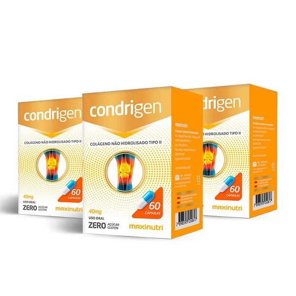 Imagem de Kit 03 Condrigen Colageno Tipo Ii Com 60 Capsulas Maxinutri