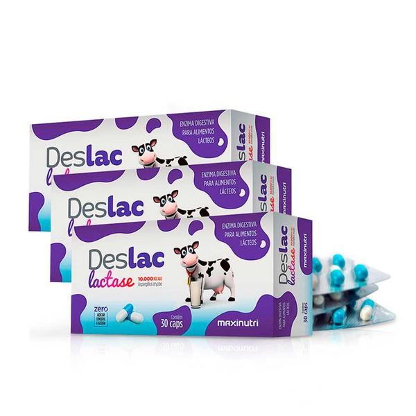 Imagem de Kit 03 Deslac Lactase 10.000 Fcc 30 Cápsulas Maxinutri