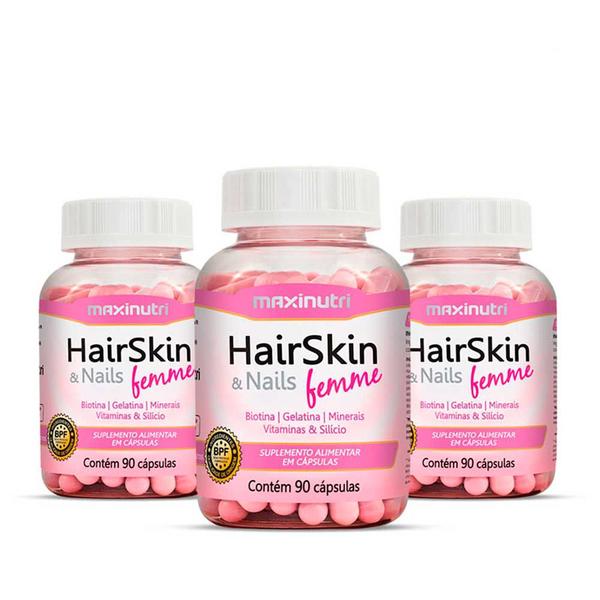 Imagem de Kit 03 HairSkin Femme com 90 Capsulas Maxinutri