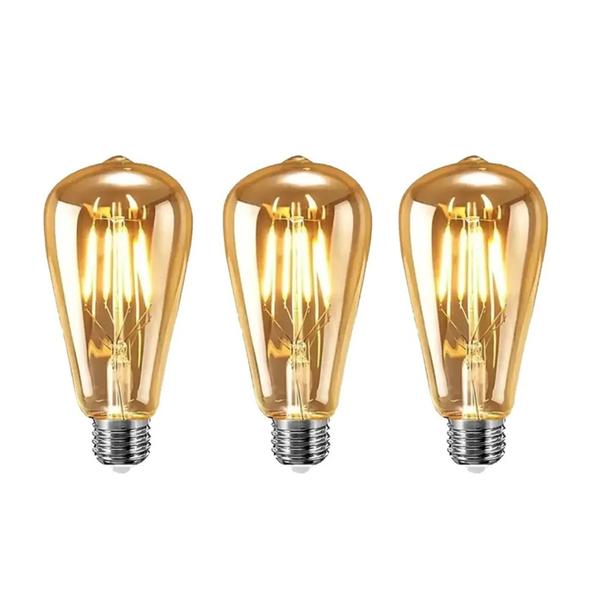 Kit 03 Lâmpadas ST64 4W Retrô decorativa Vintage Filamento de Carbono 127V - 220V - embu led