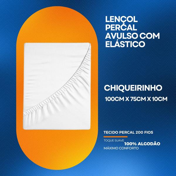 Imagem de Kit 03 Lençol Avulso Com Elástico Berço Chiqueirinho Percal 200 Fios 100% Algodão