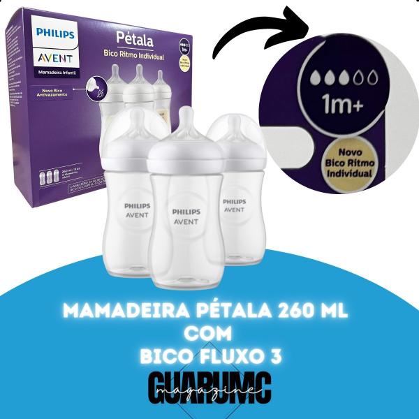 Imagem de Kit 03 Mamadeira Pétala 3.0 260ML Philips Avent + bico n3 SCY903/03