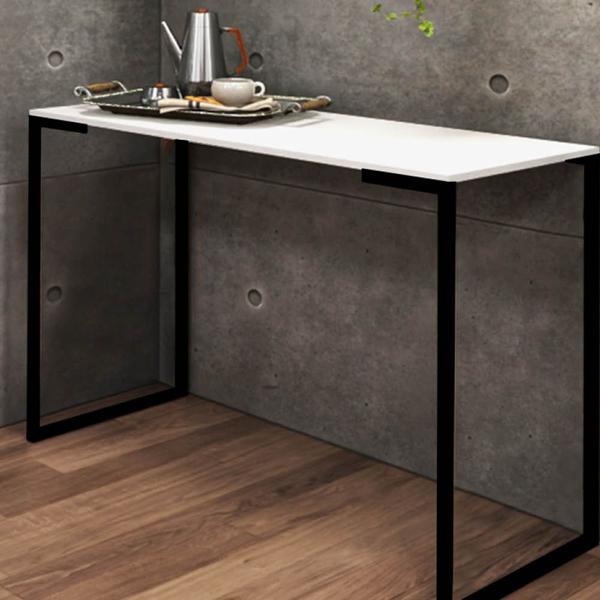 Imagem de Kit 03 Mesa Escrivaninha Escritório e Home Office Ley Industrial Ferro Preto Tampo MDF Branco - Ahz Móveis