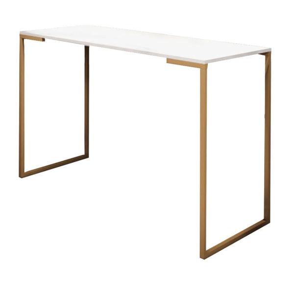 Imagem de Kit 03 Mesas Escrivaninha Mesa de Estudos Stan Office Ferro Dourado Tampo MDF Branco - Ahazzo Móveis