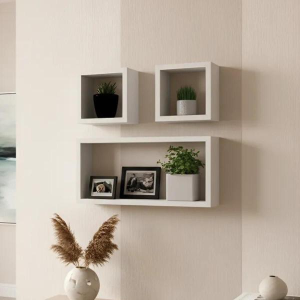 Kit 03 Nichos MDF Decoração Sala Quarto Cozinha Banheiro Escritório - Bali modulares