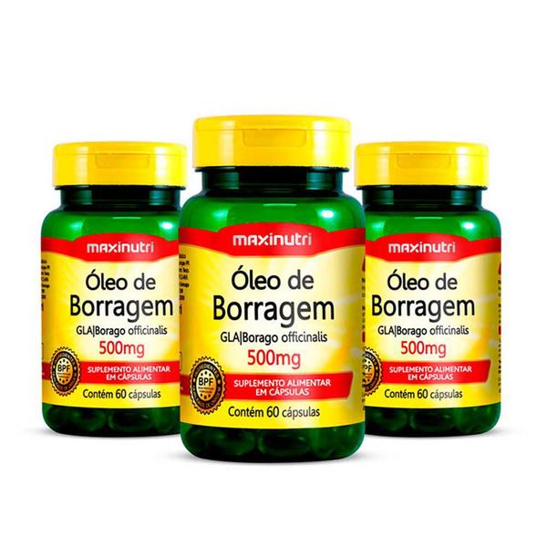 Kit 03 Oleo de Borragem 500mg com 60 Capsulas Loja Maxinutri Imagem de Kit 03 Oleo de Borragem 500mg com 60 Capsulas Loja Maxinutri