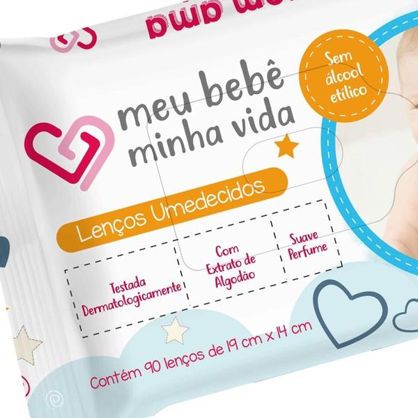 Imagem de Kit 03 Pacotes de Lenços Umedecidos Meu Bebê Minha Vida 90 Unidades - Nutriex