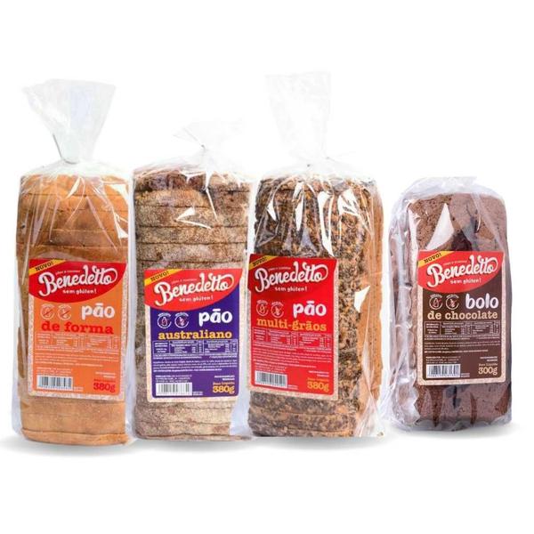 Kit 03 Pães Variados 01 Bolo Chocolate Sem Gluten Benedetto - Benedetto Alimentos Inclusivos Imagem de Kit 03 Pães Variados 01 Bolo Chocolate Sem Gluten Benedetto